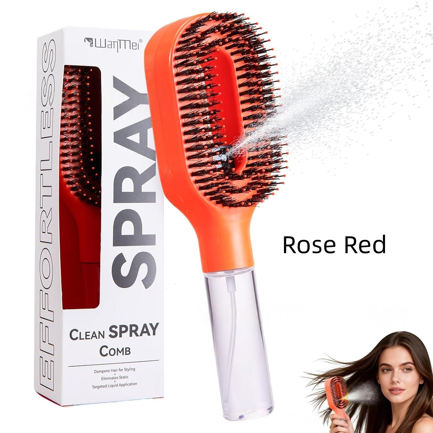 One-Click Spray Anti-Frizz Hair Brush - all color variants display