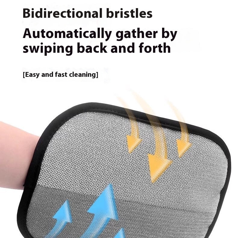 Pet grooming glove removing cat hair effortlessly