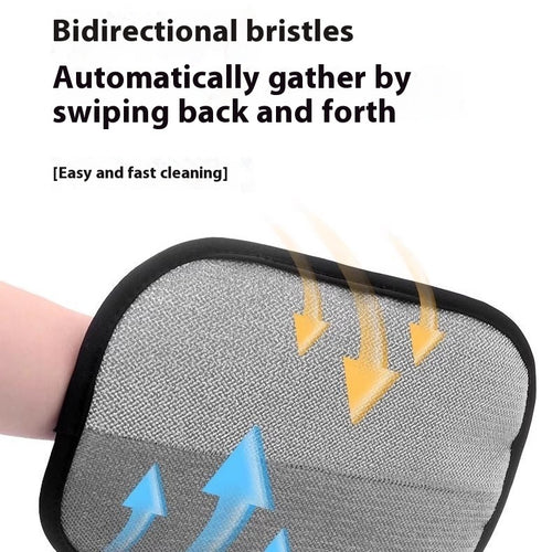 Pet grooming glove removing cat hair effortlessly