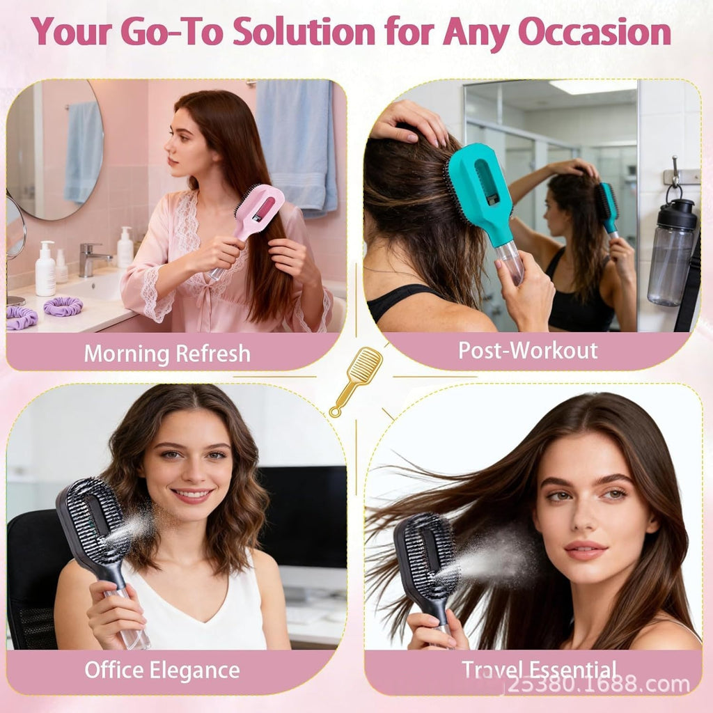 One-Click Spray Anti-Frizz Hair Brush - 2-in-1 styling tool