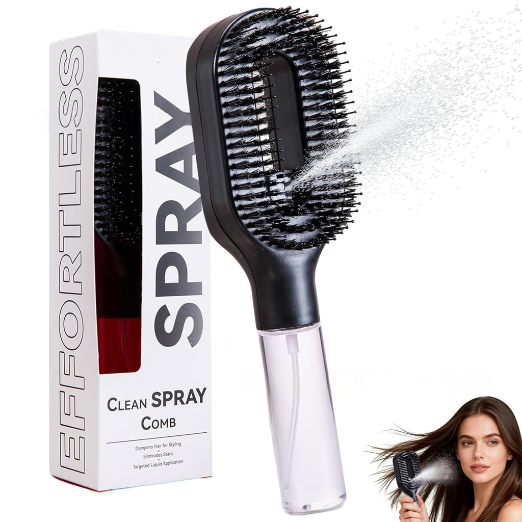 One-Click Spray Anti-Frizz Hair Brush - lightweight portable design